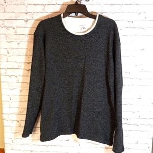 Zara Knit check texture w/ piped seams Sweater XL